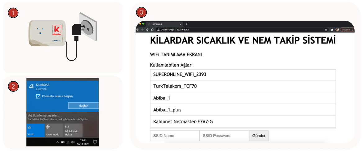 Temperature and humidity monitoring device wifi identification